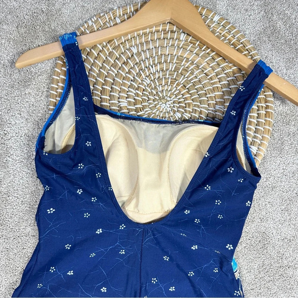 Roxanne Bra Sized Swimsuit One Piece Bathing Suit Floral Tropical Blue 10/34C - Picture 5 of 11